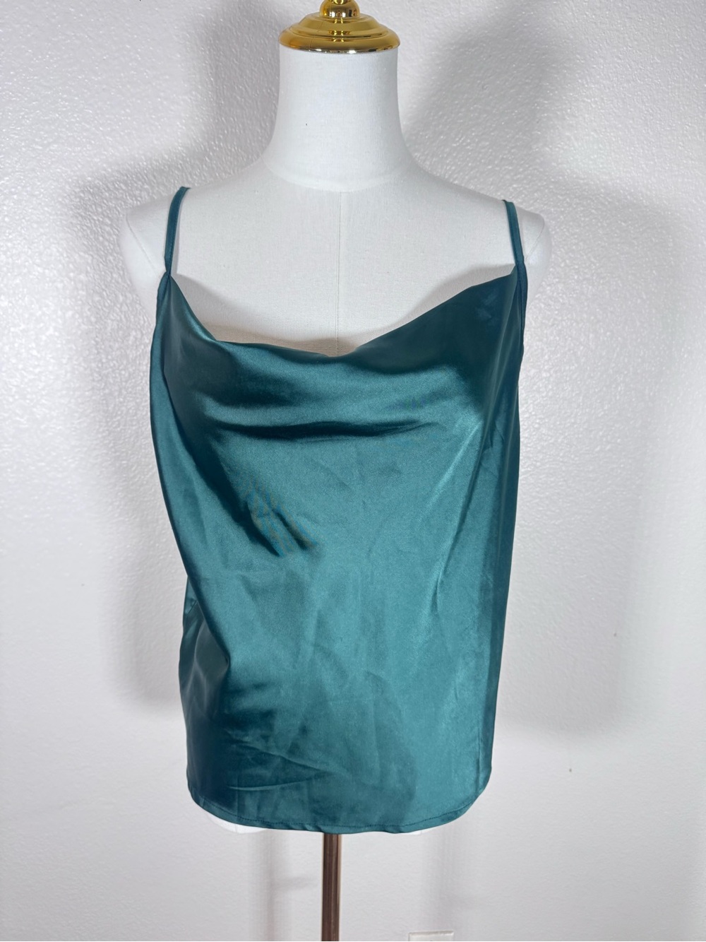 Simplee Apparel Teal Satin Cowl Neck Camisole